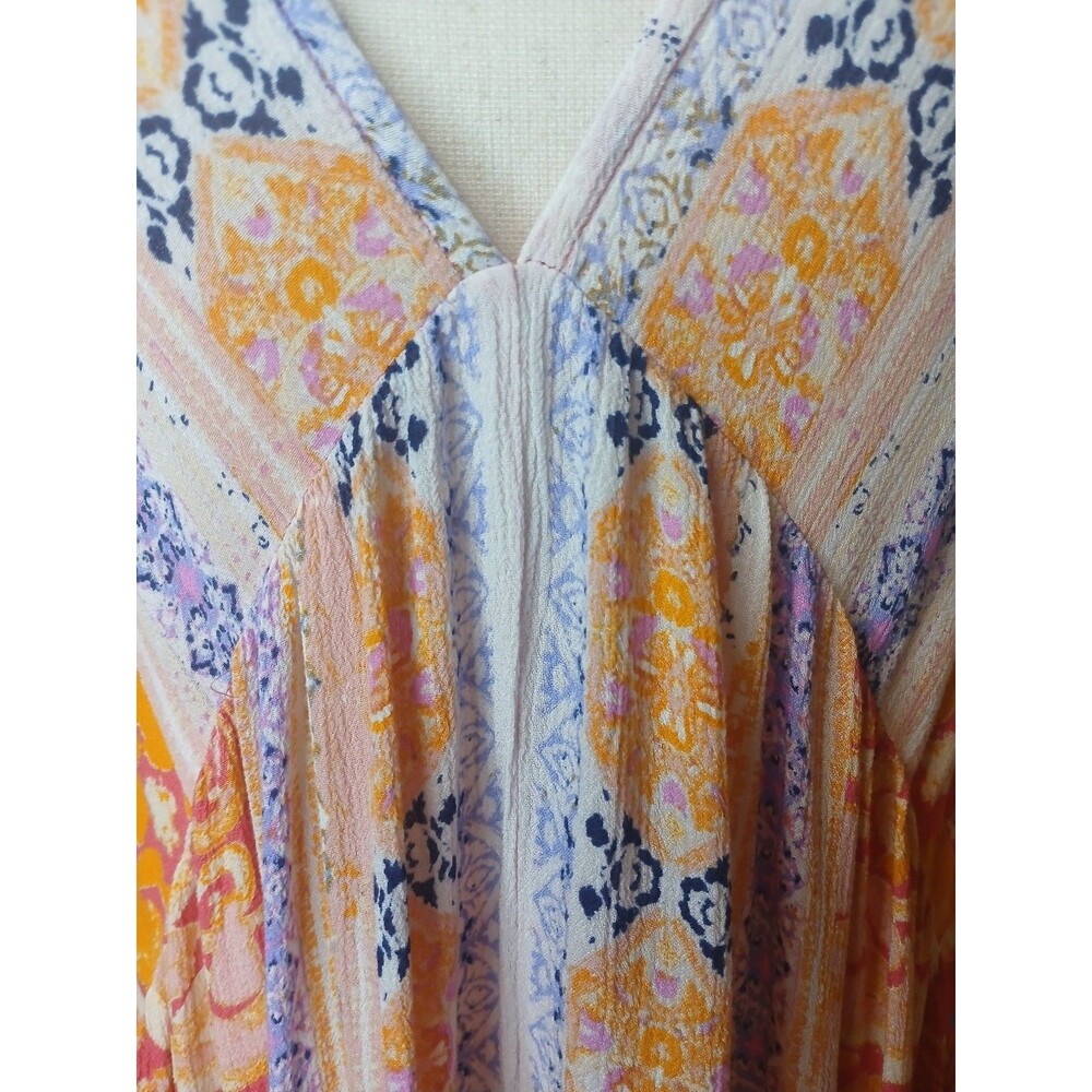 Free People Dress Sz S Plunging V-neckline Handkerchief Hem Floral Print EUC - Picture 6 of 15